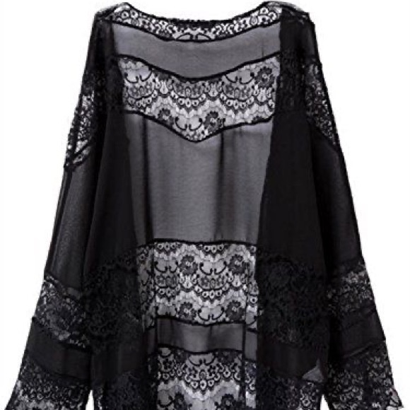 SOLD Choies Black Lace Kimono - Picture 4 of 4